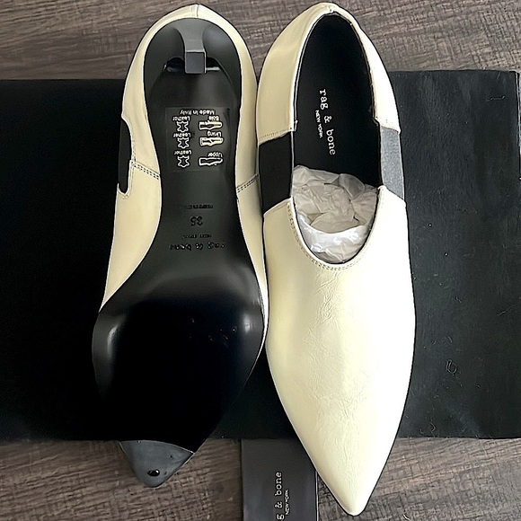 rag & bone Antique White Stiletto Heel Pull On Ankle Booties New in Box - Picture 7 of 10